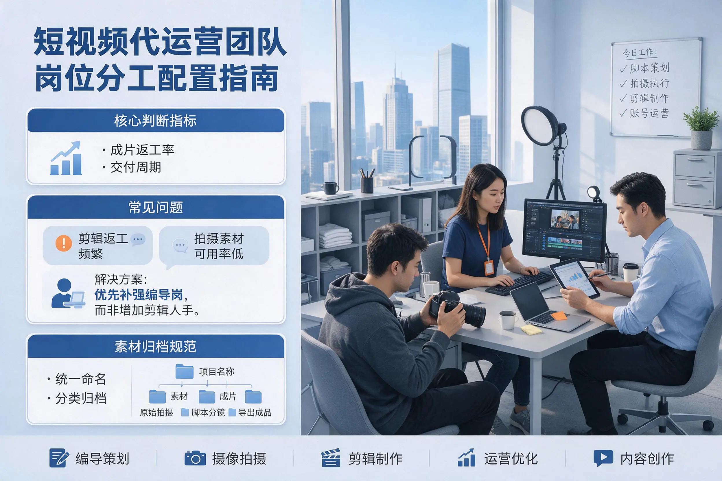 短视频代运营团队如何配置?临高企业岗位分工科普说明