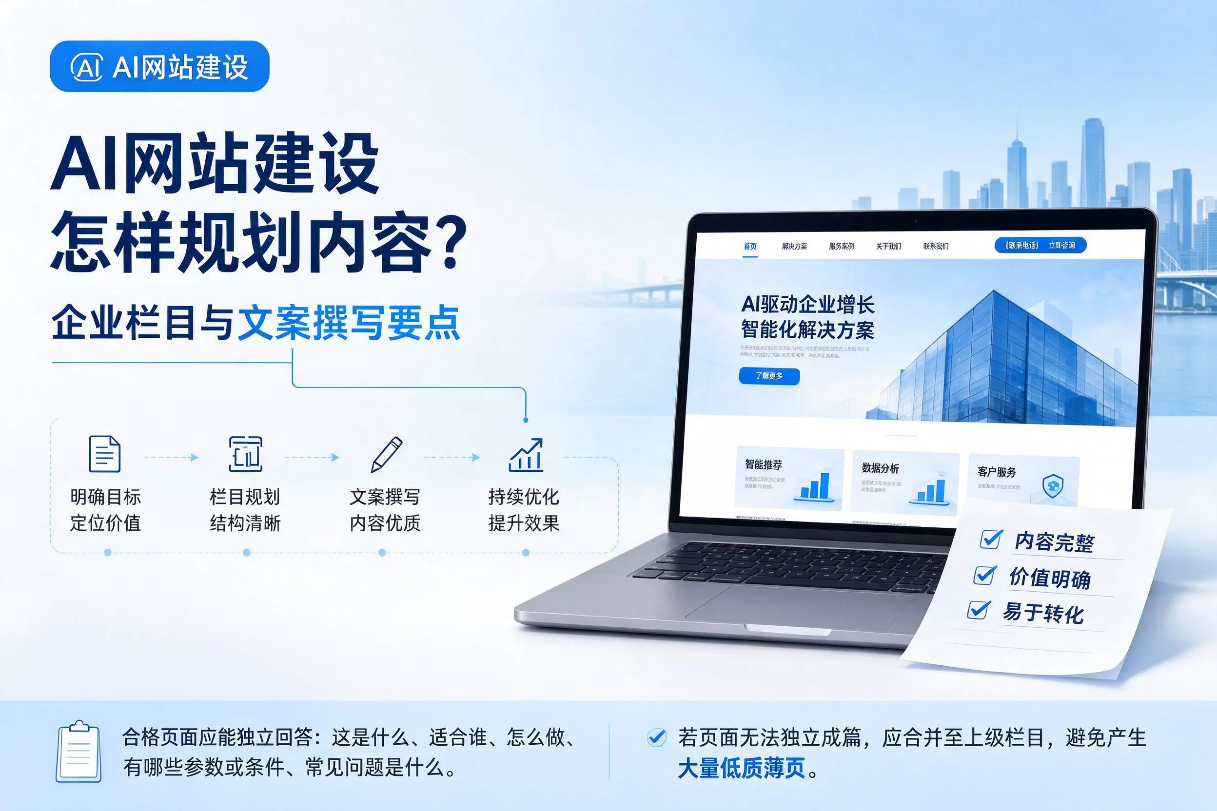 AI网站建设怎样规划内容？临高企业栏目与文案撰写要点